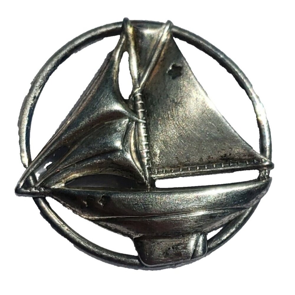 Sterling Silver Brooch Regatta Sailboat Pin Ship Yacht Signed Beau Nautical